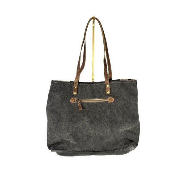 Myra Bag Buzz Fuzz Western Canvas Tote Bag Weekender Bag Oversize Muted Tones - Picture 3 of 12
